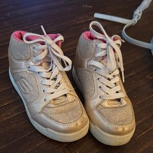 Skechers Kids Gold and Pink High-Top Sneakers